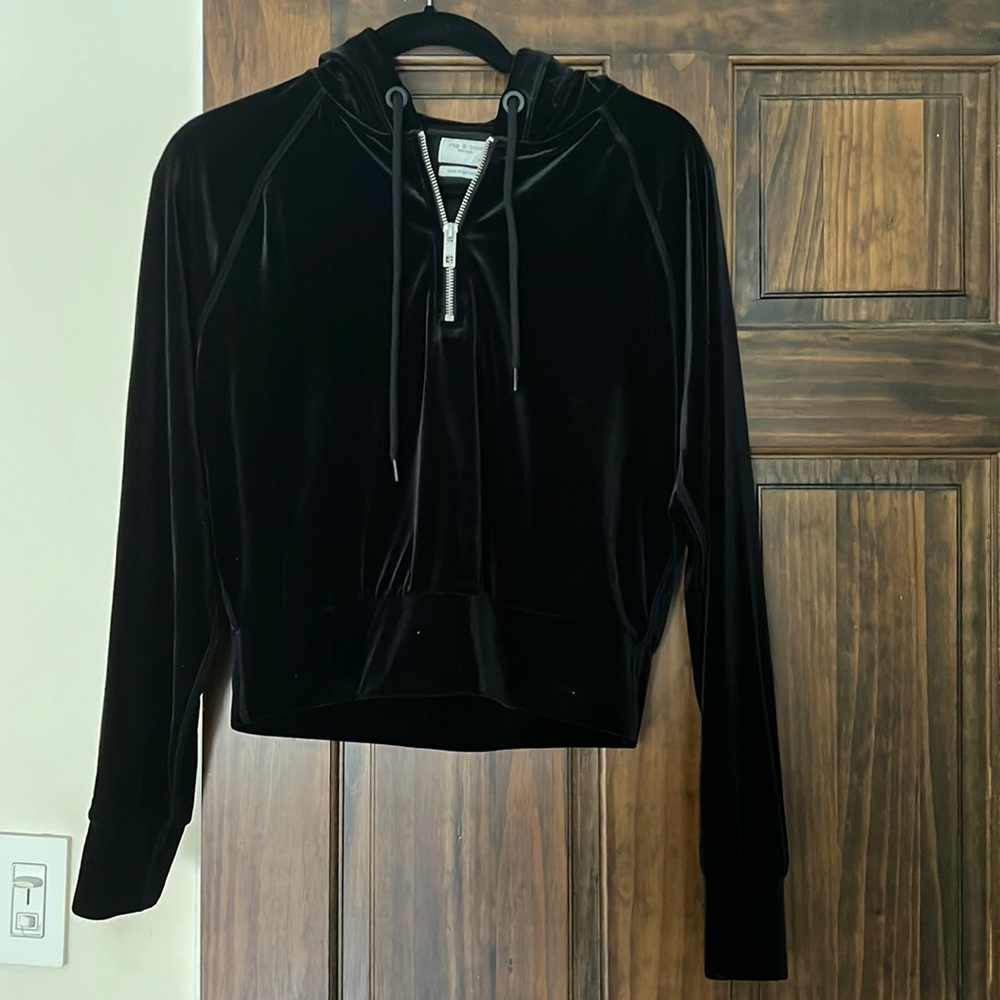 Black velvet Rag & Bone half zip pull over